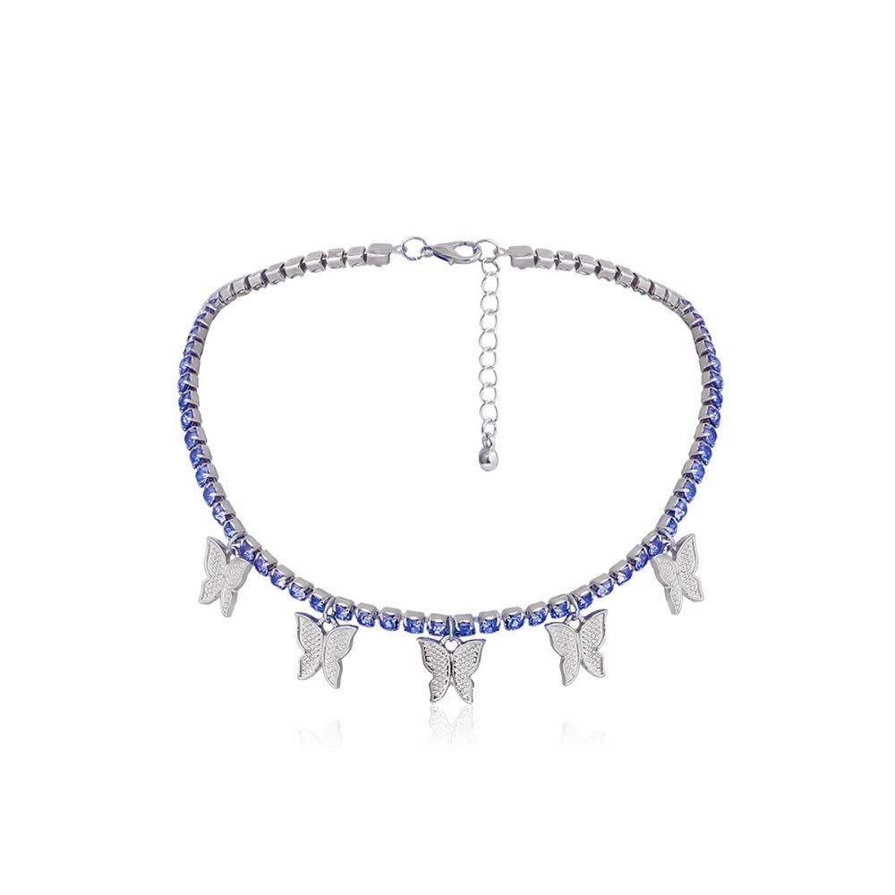 Elegant Butterfly Necklace - Bling Iced CZ Tennis Chain Choker Pendant Collar Jewelry for Women & Girls | Perfect Gift for Birthday, Anniversary & Valentine's Day