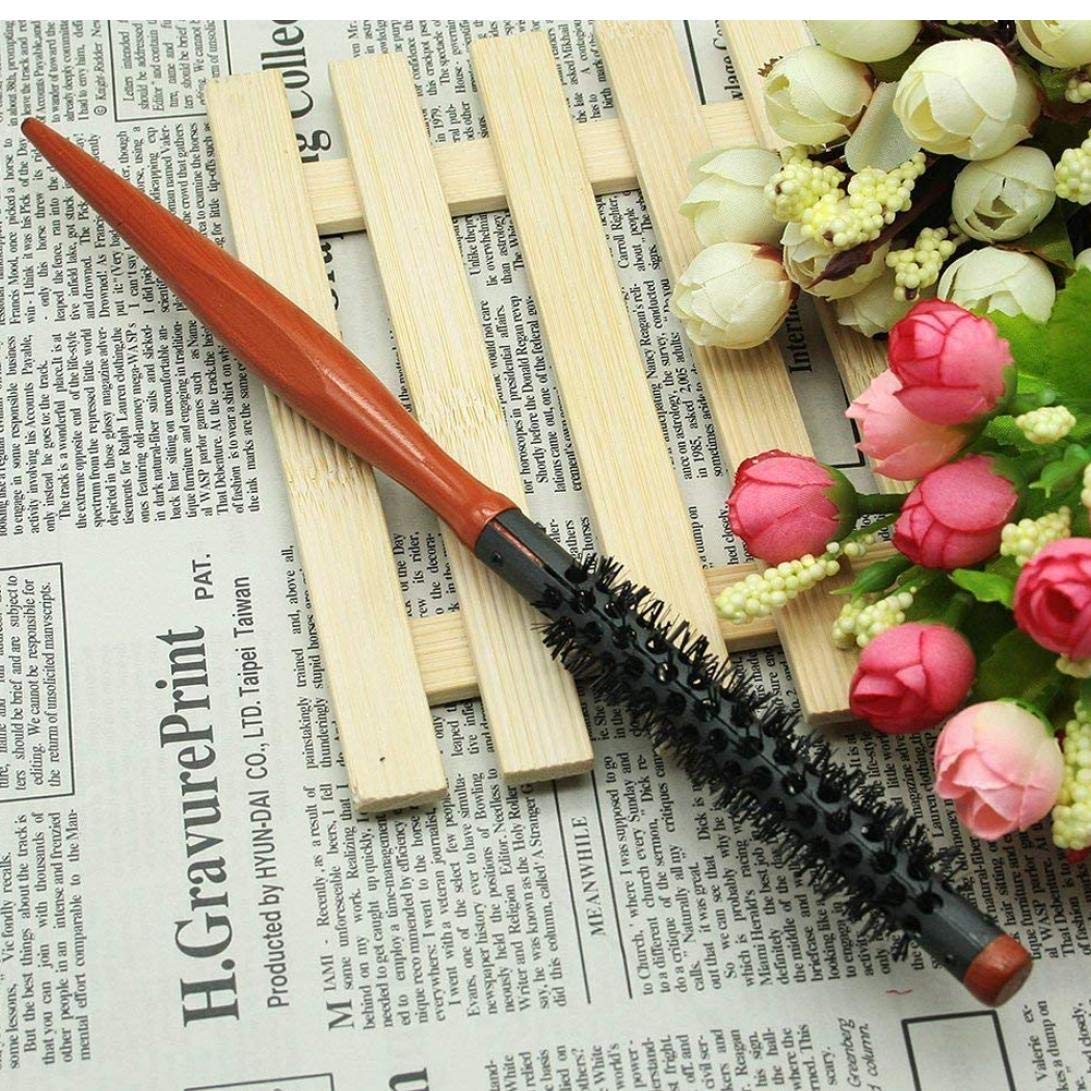 1PC Mini Soft Boar Bristle Hair Brush - Small Round Styling Brush with Non-Slip Handle for Blow Drying, Curling & All Hair Types - Perfect for Travel, Home & Salon Use