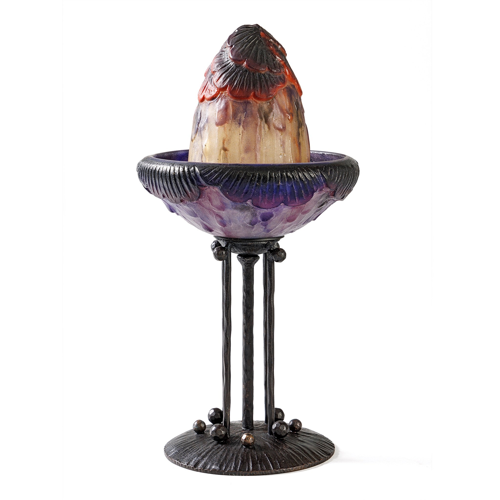 Gabriel Argy Rousseau Pâte de Verre Tropical Flowers Table Lamp - Handcrafted Glass Art Deco Lighting for Living Room, Bedroom & Office Decor
