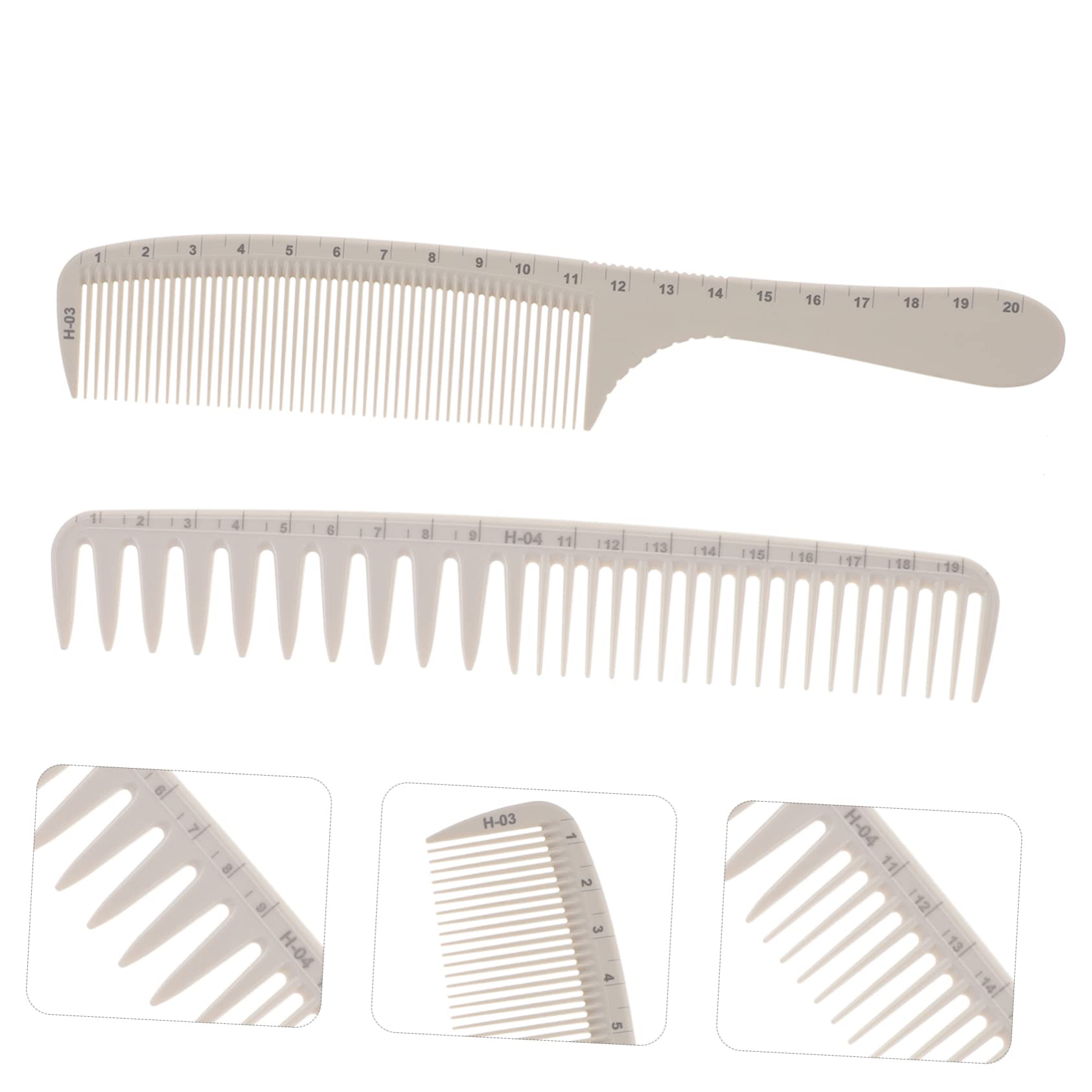 Professional Barber Comb with Ruler - 2 Pack Fine & Wide Teeth Hair Cutting Comb with Measurement Markings - Perfect for Hair Styling, Parting, and Precision Haircuts at Home or Salon