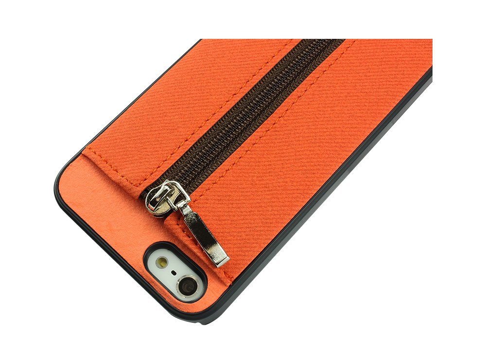 Cellet iPhone 5 Zipper Wallet Case - Carrot Orange | Slim Protective Cover with Card Slots | Perfect for Travel, Work & Everyday Use