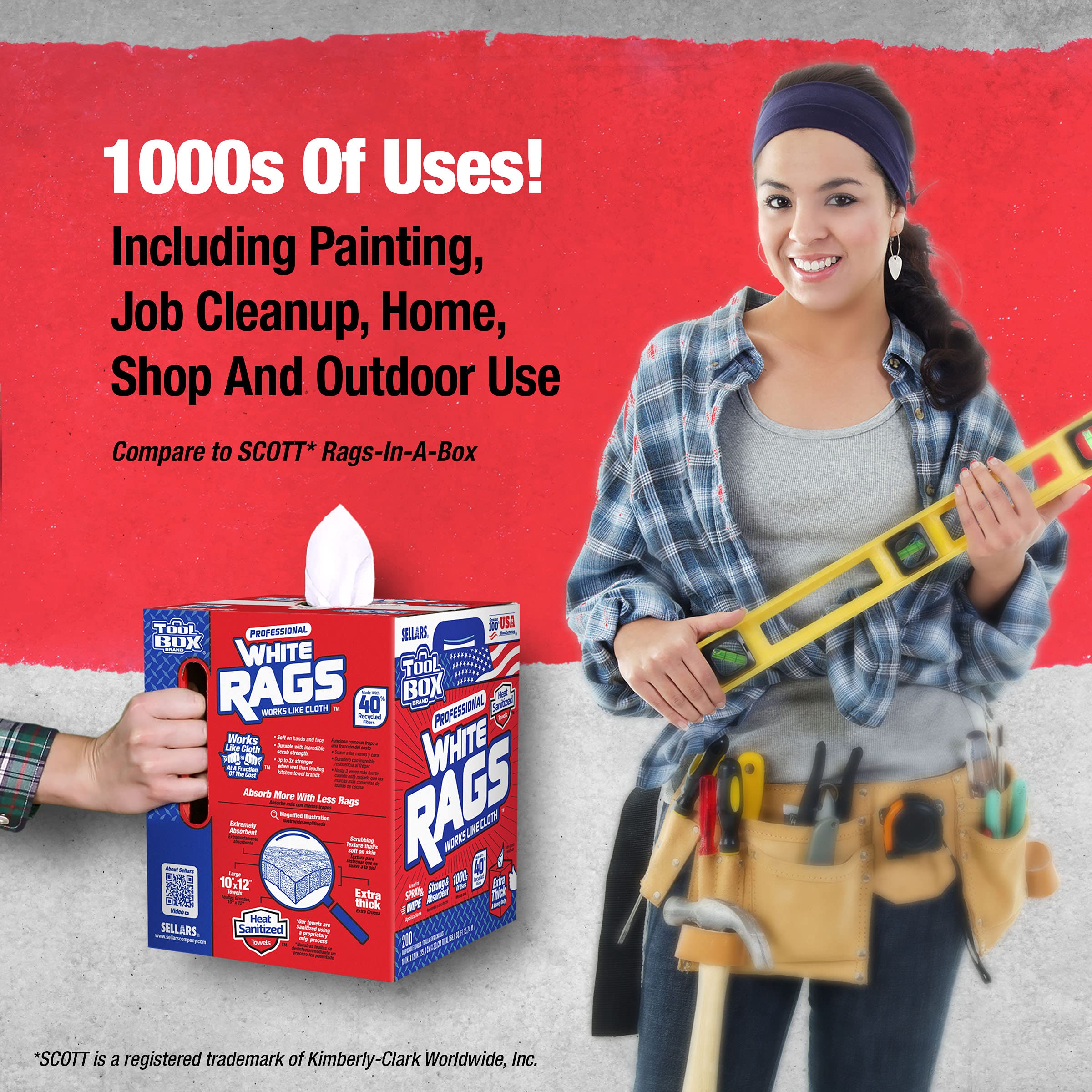 Sellars 58202 White Toolbox Rags - 10