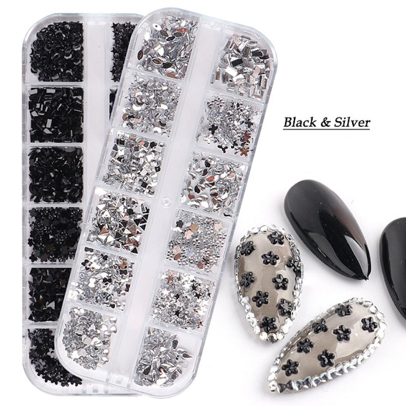 Shaped Nail Rhinestones Tray - DIY Nail Art Decorations for Manicure & Pedicure | Perfect for Home Salon, Party Nails, and Professional Use