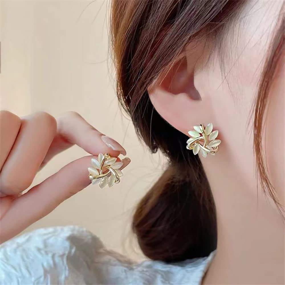 Crystal Flower Stud Earrings for Women - White Opal Floral Earrings | Elegant Beach Vacation Jewelry & Everyday Wear