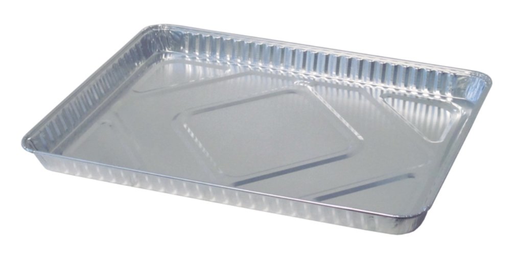 Premium Disposable Aluminum Cake Pans 17.6x12.8 Inch - Heavy Duty Baking Trays for Sheet Cakes, Brownies & Party Desserts (Pack of 100) - Ideal for Bakeries, Catering & Home Baking