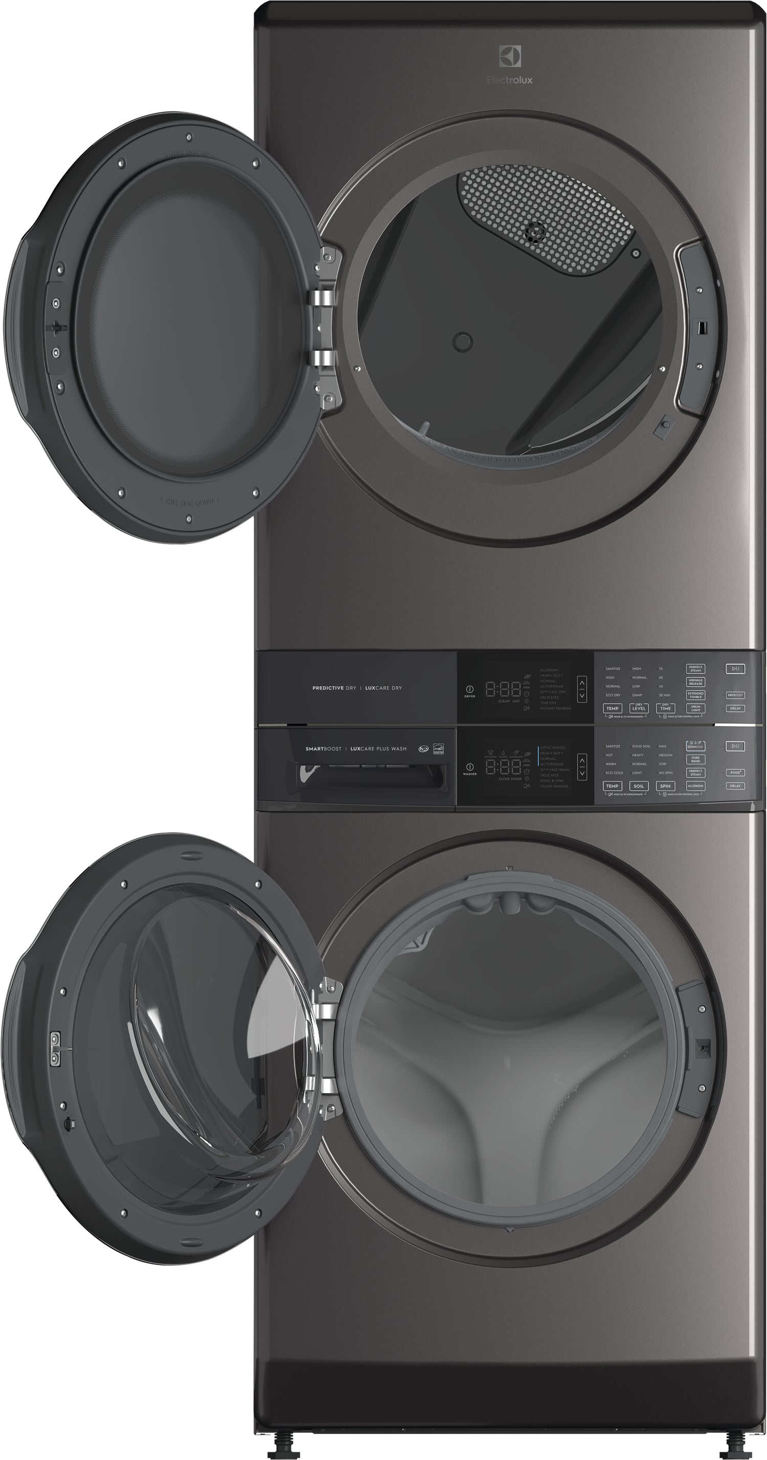 Electrolux Titanium Laundry Tower with SmartBoost® Washer (5.2 Cu.Ft) & Electric Dryer (8 Cu.Ft) - ELTE760CAT - Perfect for Large Families & Heavy-Duty Laundry Needs