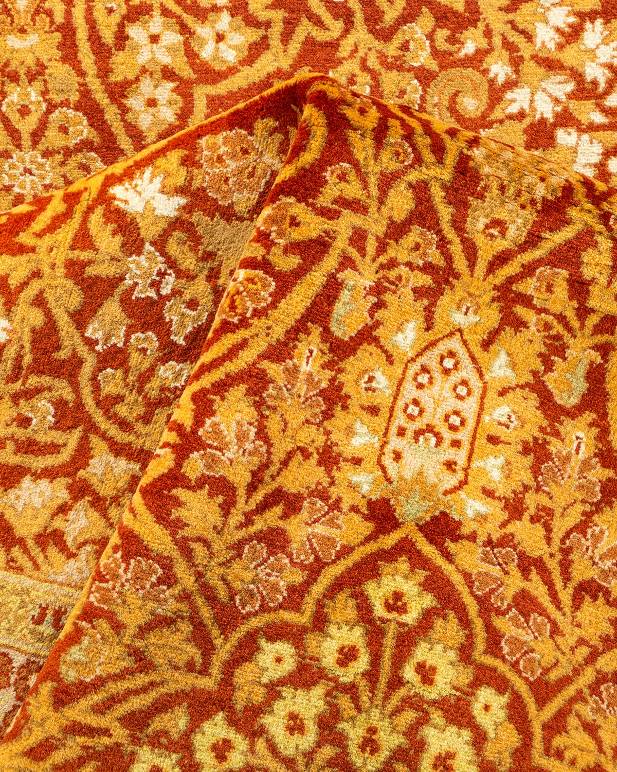 Handmade Hand-Knotted Wool Oriental Mogul Orange 8x10 Area Rug - Unique Traditional Design for Living Room, Bedroom & Dining Room Decor