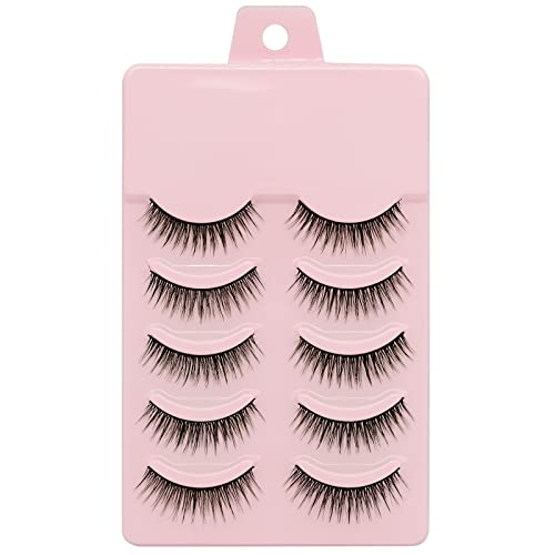 BlueSmurfs Anime False Eyelashes - 5 Pairs Thick Faux Mink Lashes with Cotton Band for Cosplay, Natural Look & Dramatic Volume | Perfect for Halloween, Parties & Daily Makeup