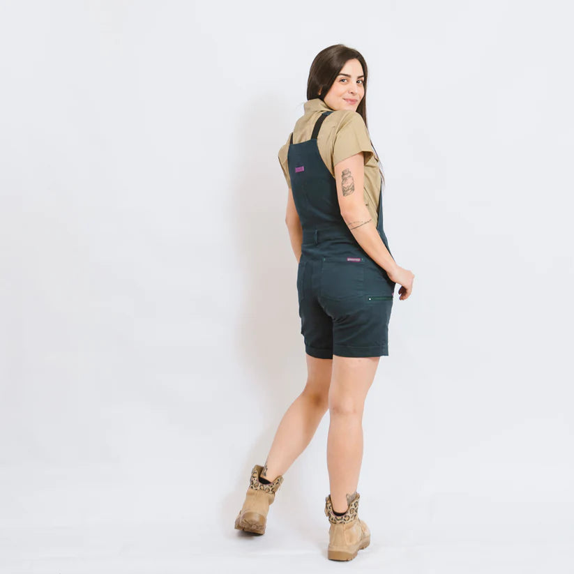 Women's Denim Shortalls - Comfortable Stretch Workwear Jumpsuit for Women | Perfect for Casual Work, Gardening & Outdoor Activities