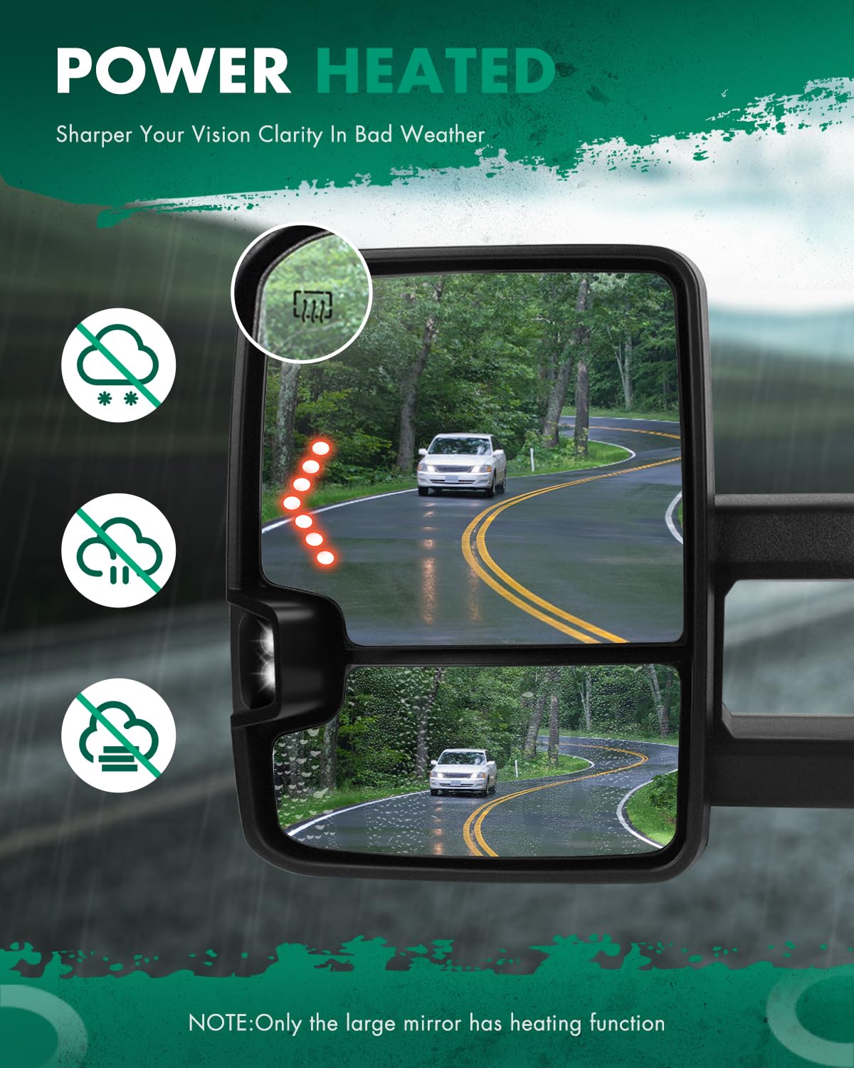 SCITOO Power Heated LED Signal Towing Mirrors with Reverse Light - Compatible with 2003-2006 Chevy Silverado, GMC Sierra, Cadillac Escalade & 2007 Chevy Silverado, GMC Sierra Classic - Perfect for Towing, Night Driving and Off-Road Adventures
