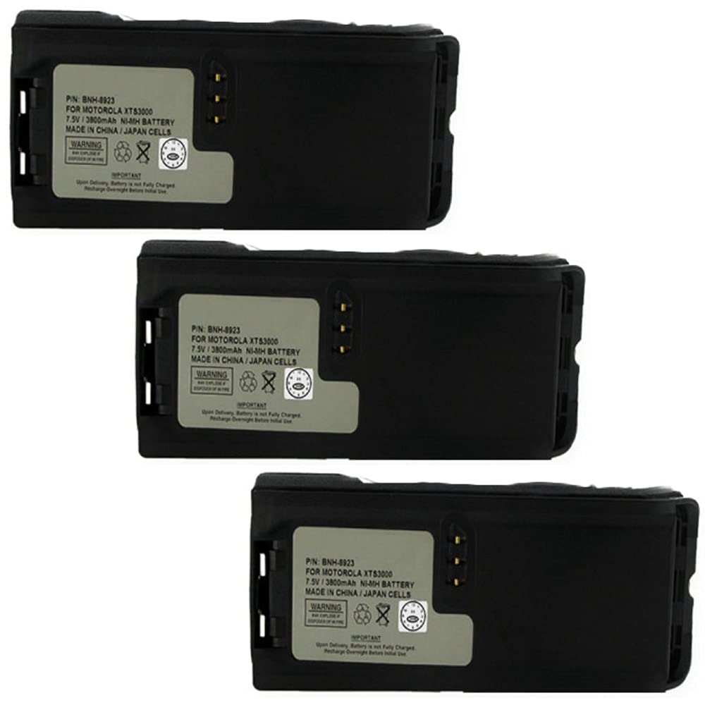 Synergy Digital 2-Way Radio Rechargeable Battery Pack - 3 Pack Ni-MH 7.5V 3800mAh Replacement for Motorola HNN9031 & E.F. Johnson NTN8923 Walkie Talkie Batteries - Perfect for Security, Construction & Outdoor Communication