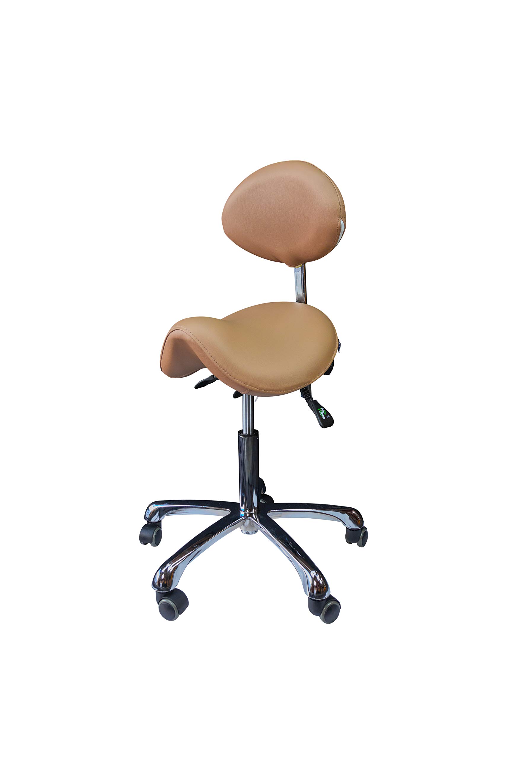 Ergonomic Rolling Stool with Adjustable Height & Back Support - Comfortable Beauty Salon Stool, Medical Exam Chair, Office & Home Seating (Clay Color) - Perfect for Hairdressers, Nurses, Tattoo Artists & Home Office Use