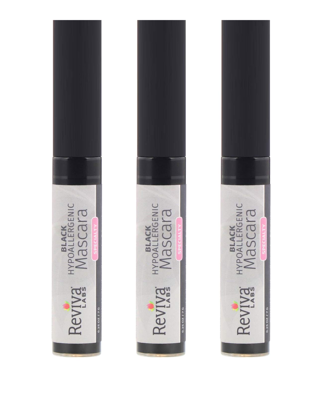 Reviva Labs HypoAllergenic Mascara for Sensitive Eyes - Super Lash Black, Volumizing & Lengthening, 0.25 Oz (3-Pack) | Perfect for Daily Wear, Special Occasions & Contact Lens Wearers