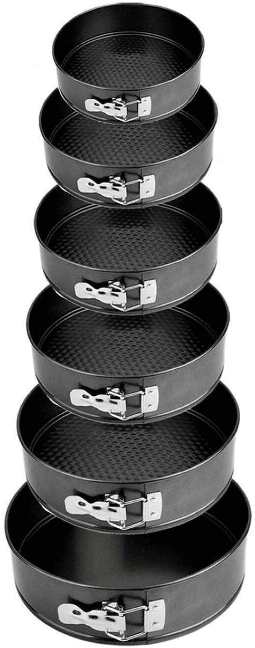 6 Pcs Non-Stick Springform Round Baking Cake Tin Set - Durable Kitchen Baking Pans & Molds for Perfect Cakes, Cheesecakes, and Desserts