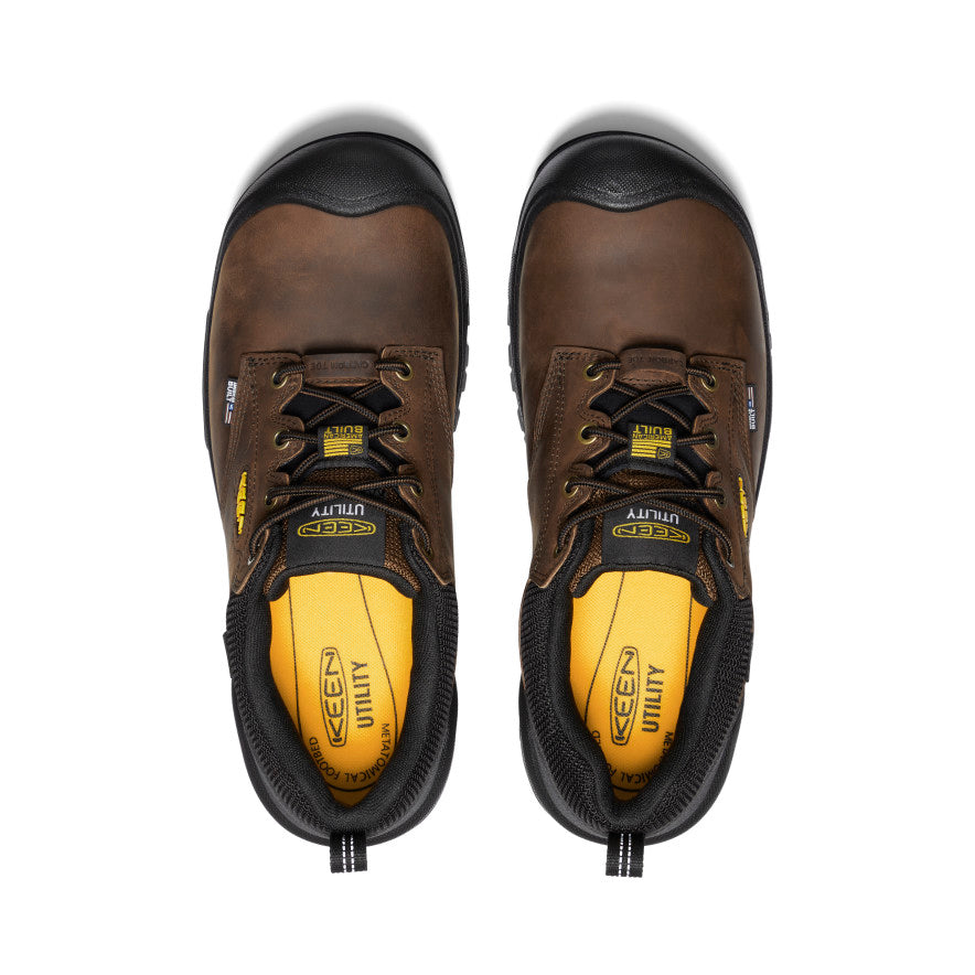 Men's Waterproof Carbon Toe Oxford Shoes - Dark Earth/Black | Slip-Resistant Work Shoes for Outdoor, Hiking & Construction