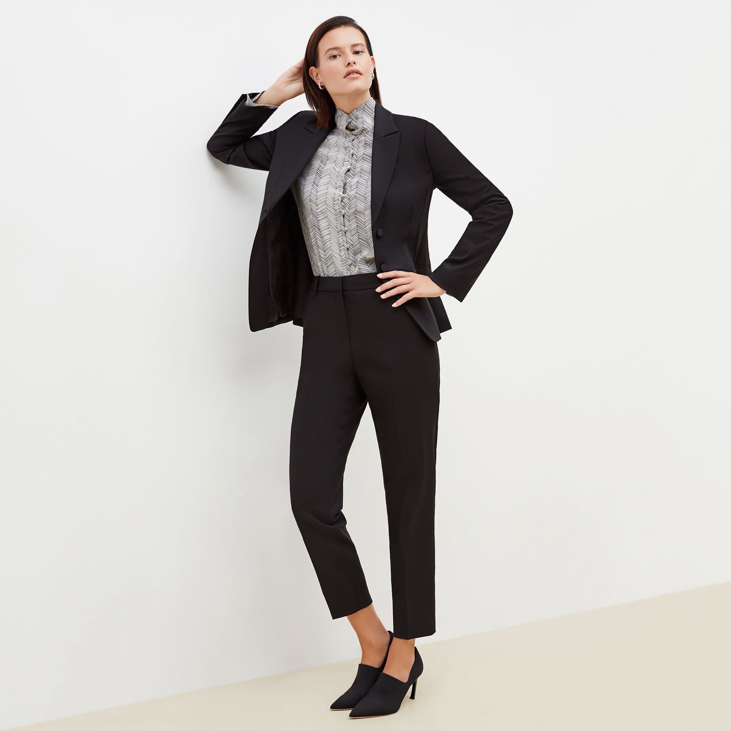 Mejia Washable Wool Twill Pants for Men & Women - Classic Black Trousers for Office, Travel & Casual Wear