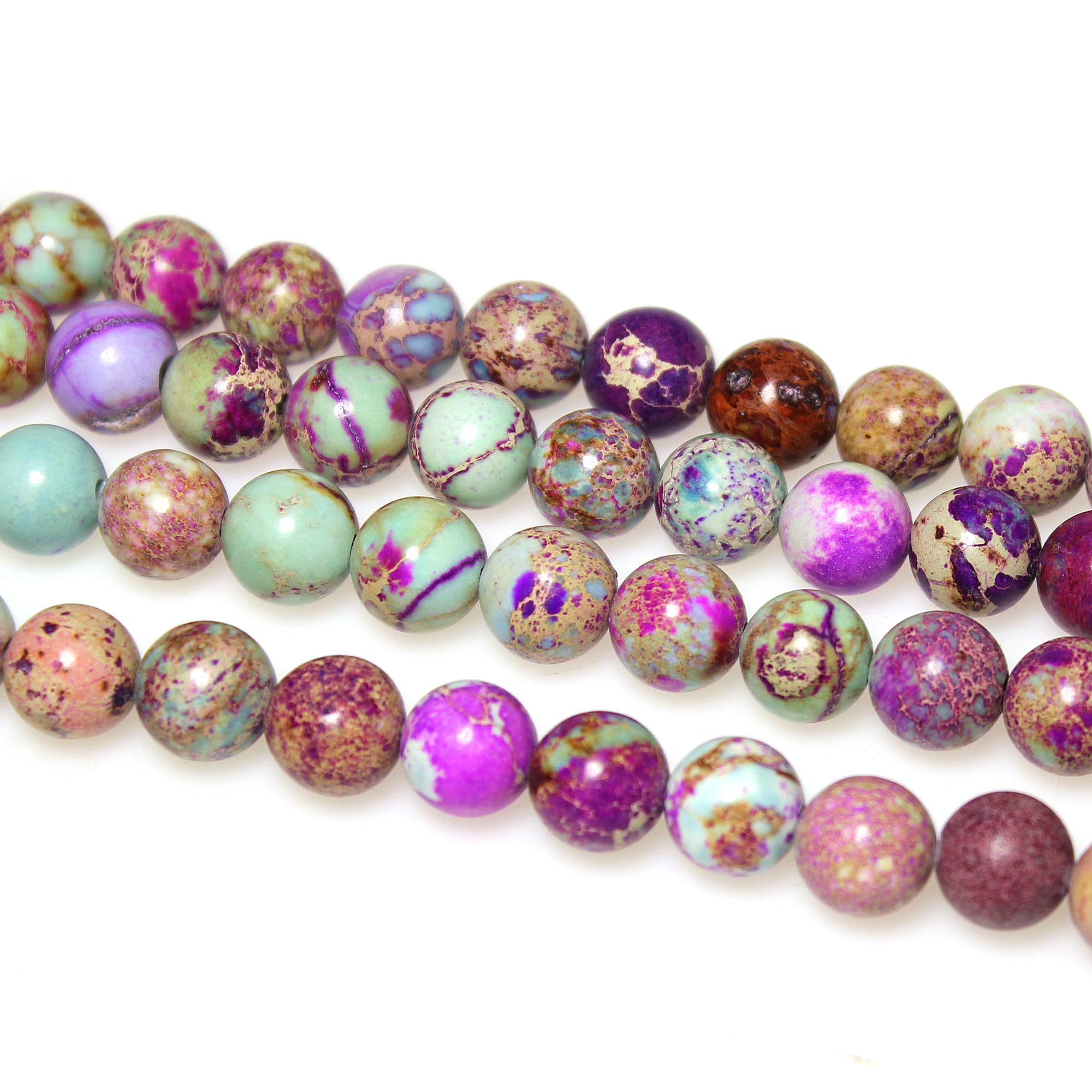 Natural Purple Blue Emperor Jasper Round Stone Beads 8mm - Loose Beads for Jewelry Making, DIY Bracelets, Necklaces & Handmade Crafts - Perfect for Boho, Hippie & Fashion Jewelry Designs
