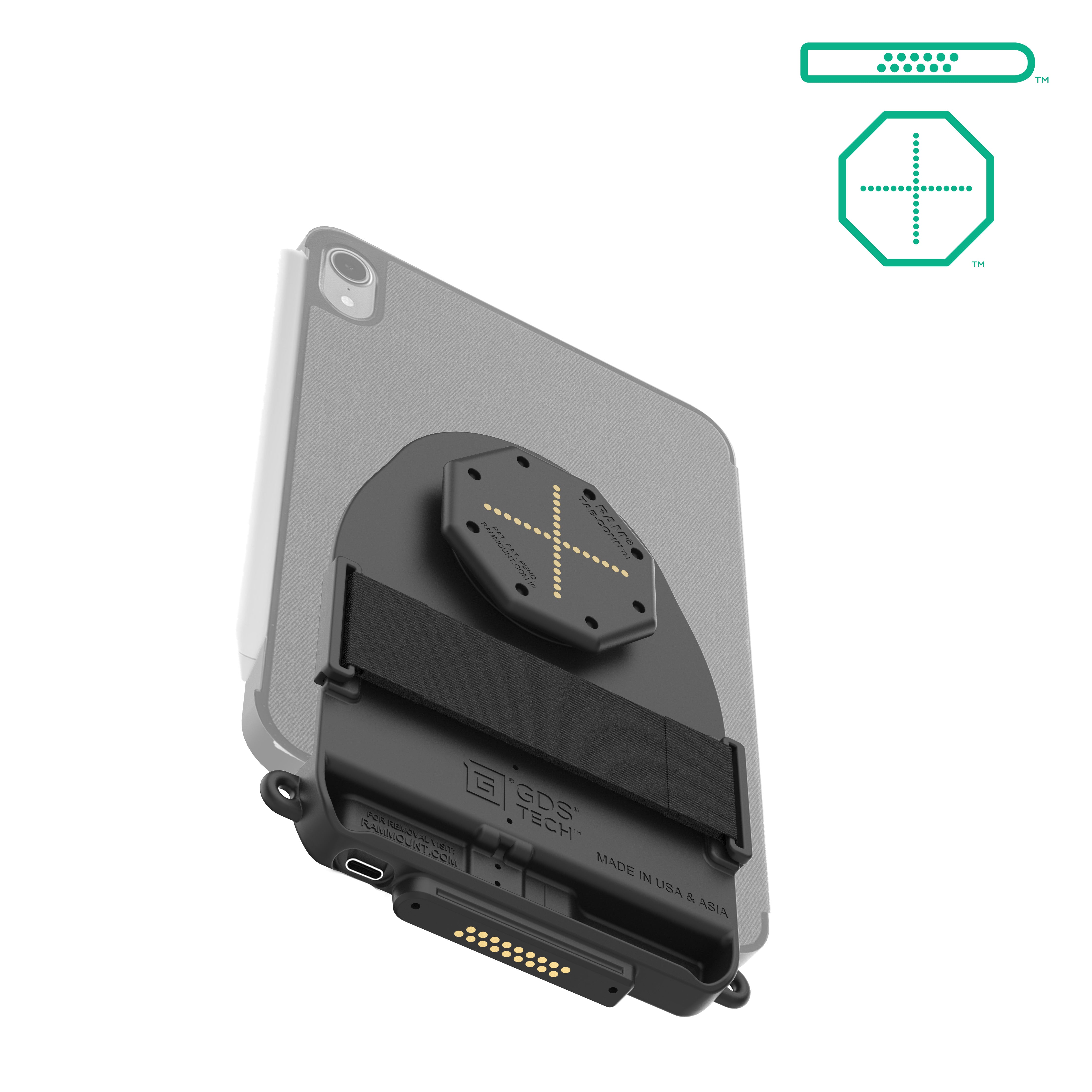 GDS® Tab Conn™ D-Shape & Rear Pogo Pads Connector for Folio Style Cases - Compatible with Samsung Tablets - Perfect for Business, Travel & Home Office Use