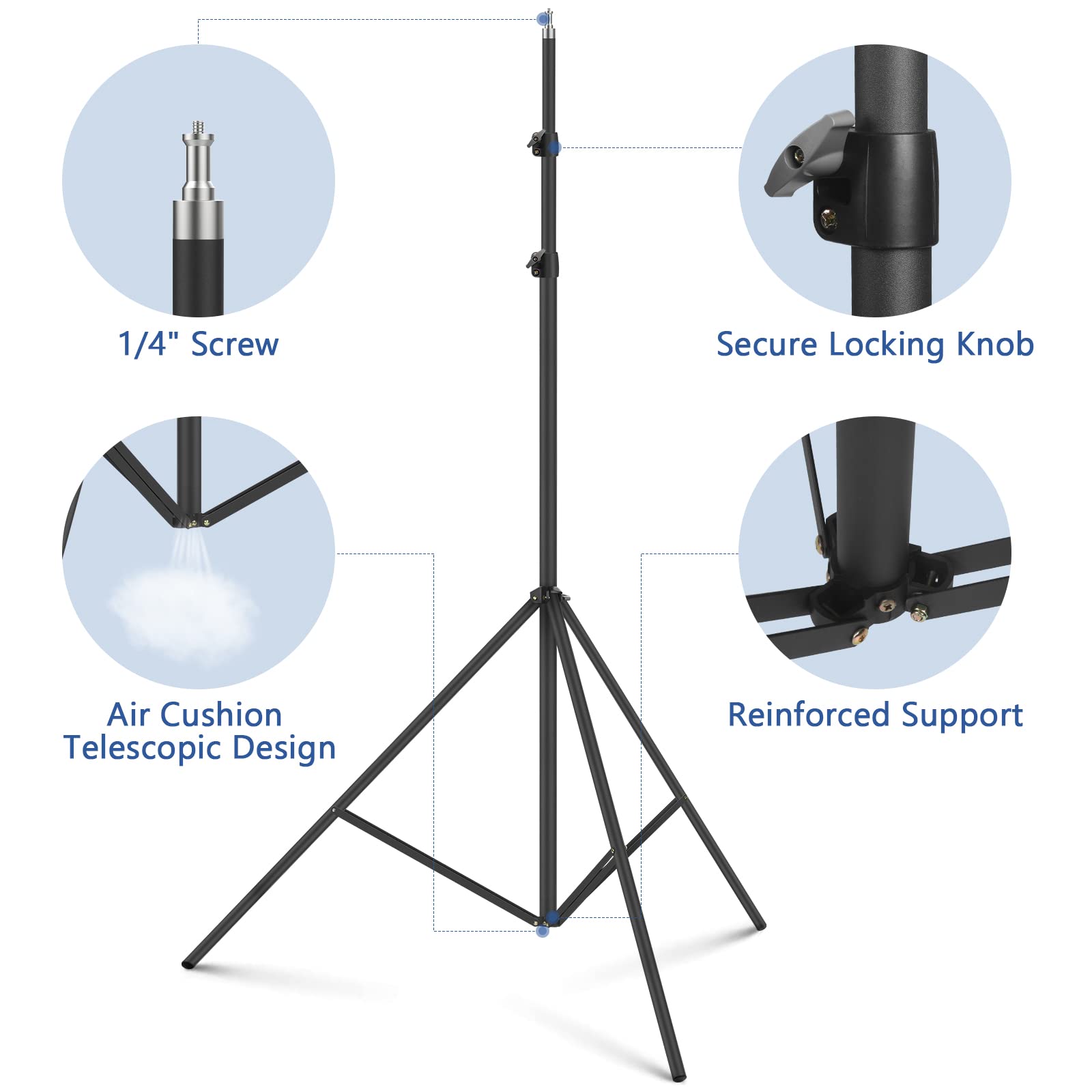 13ft Heavy Duty Light Stand for Photography & Video - 13'/160inch/400cm Air Cushioned Sky High Tripod with Carrying Case - Perfect for Gimbal Stabilizers, DSLR Cameras, LED Ring Lights & Studio Flash - Ideal for Sports Shooting, YouTube Videos & Professional Photography