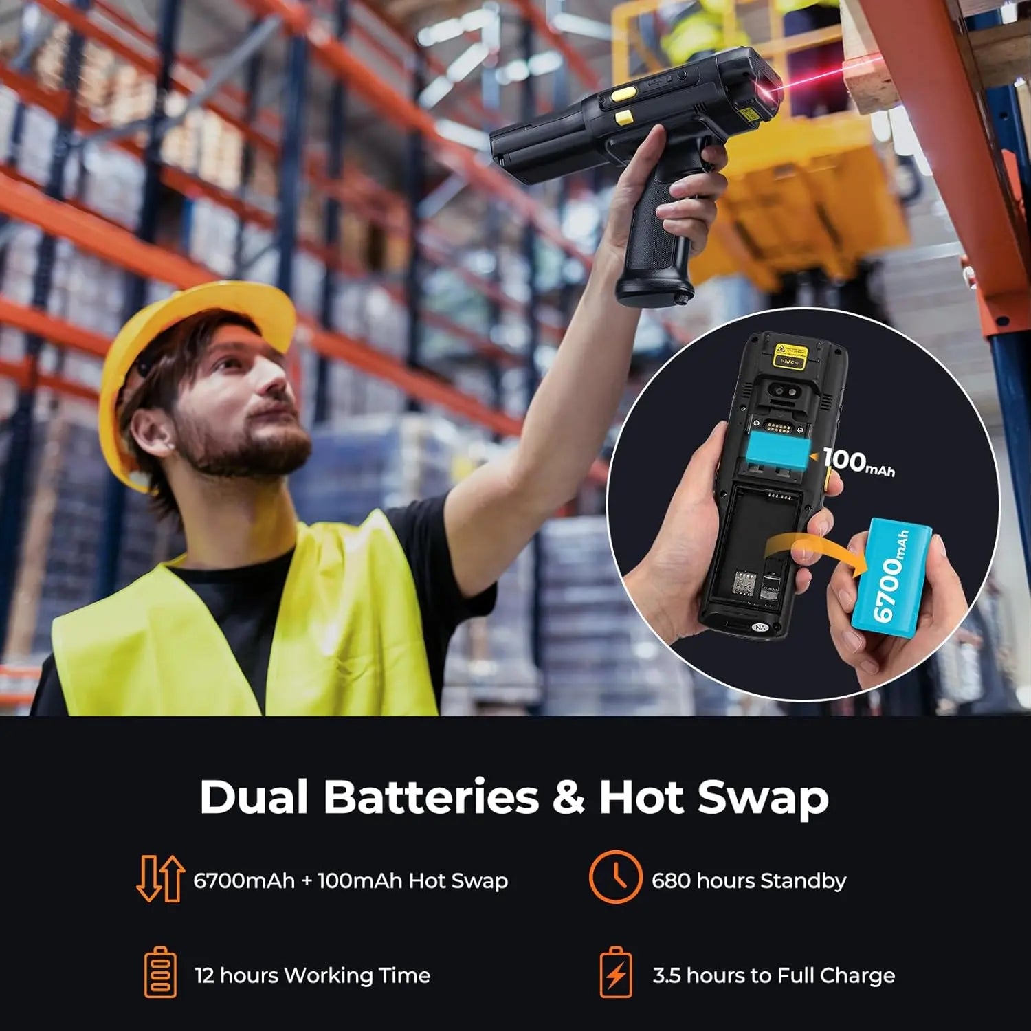 MUNBYN 088P Android 11 Handheld PDA with Zebra 4850 Barcode Scanner - Inventory Management, Warehouse & Retail Use