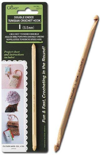 Clover 1308/J Double Ended Tunisian Crochet Hook - Size J/6mm for Knitting & Crocheting - Perfect for Afghan Stitches, Blankets & Scarves