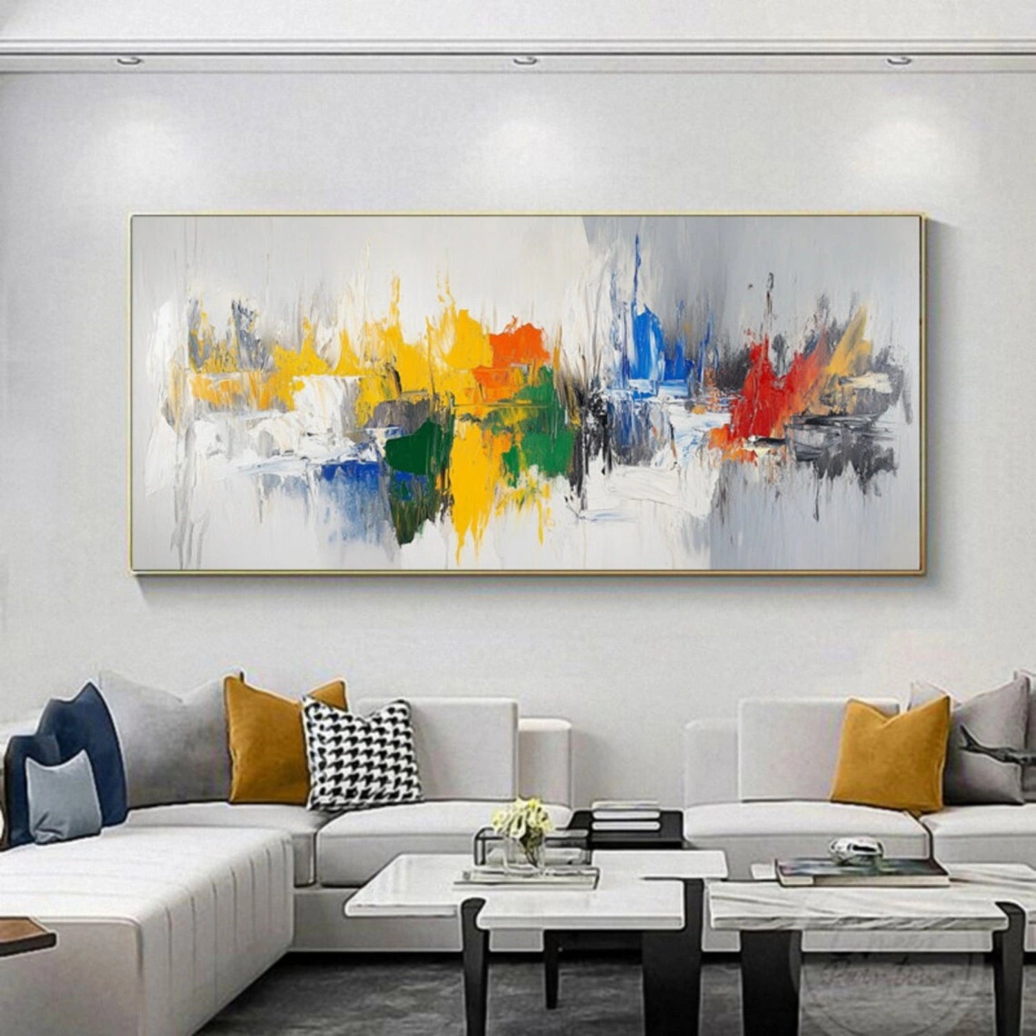 Abstract Painting #AB 316 - Modern Wall Art for Living Room, Bedroom & Office Decor - Handmade Canvas Artwork