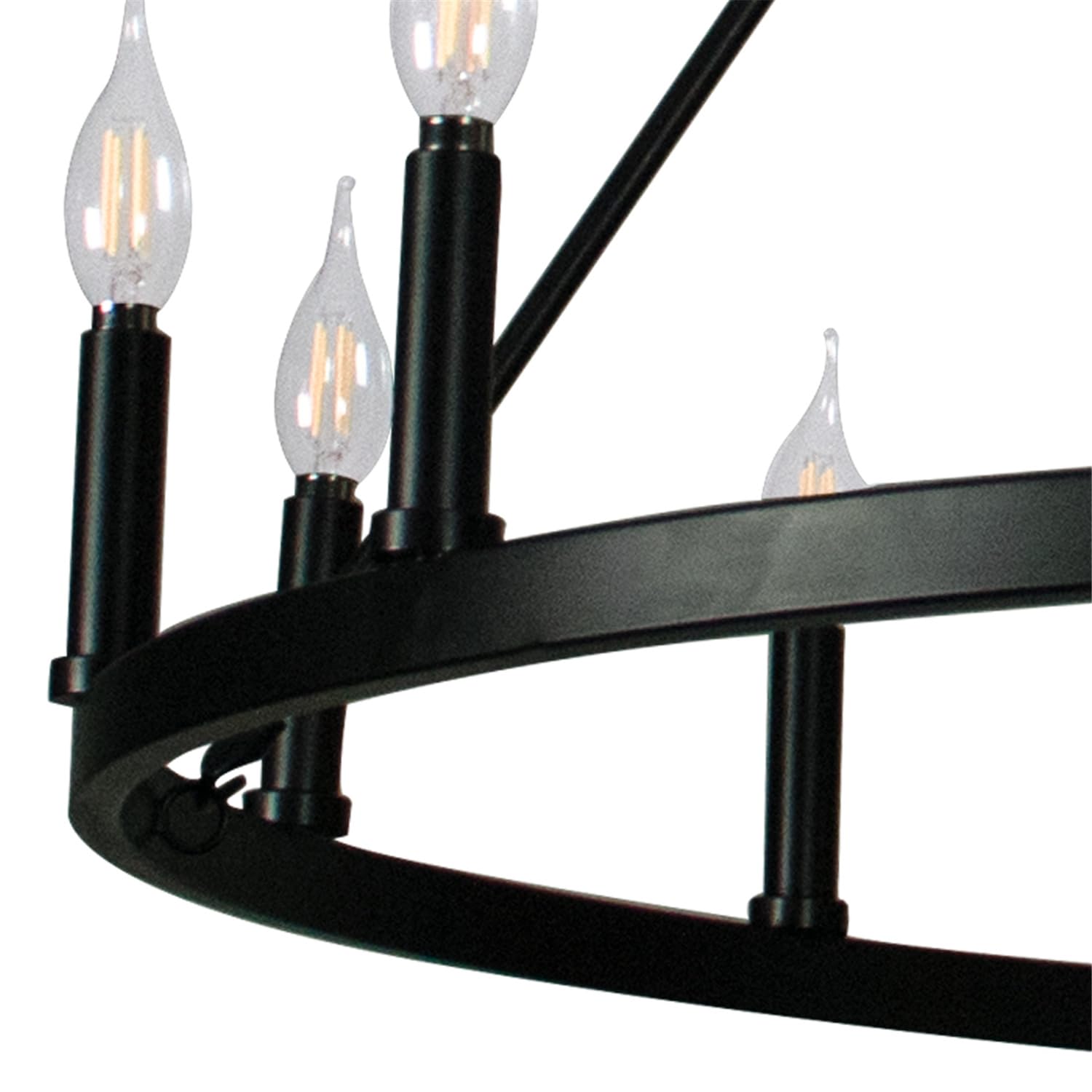 12-Light Drum Chandelier with Wooden Pattern Steel Frame - 16