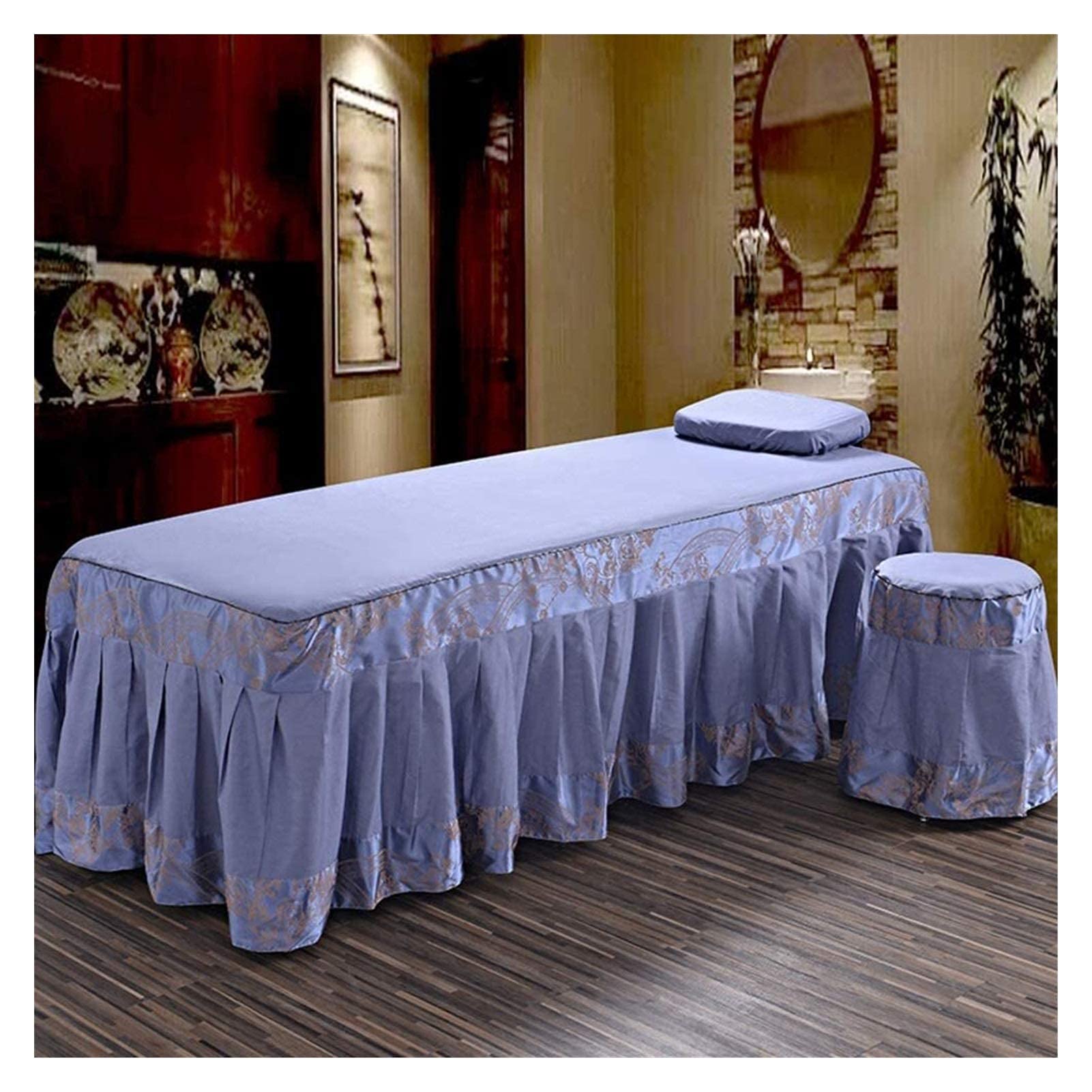 4-Piece Microfiber Massage Table Sheet Set - Soft Flannel Beauty Bed Cover with Skirt, Breathable SPA Bedding for Body Fumigation, Physiotherapy & Massage - Perfect for Salon, Spa & Home Use