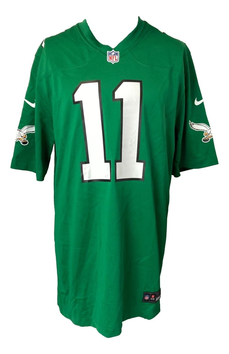 AJ Brown Autographed Philadelphia Eagles Kelly Green Nike Game Replica Jersey - Limited Edition Collectible for Sports Memorabilia Fans & Eagles Supporters - Perfect for Framing, Display, or Gifting