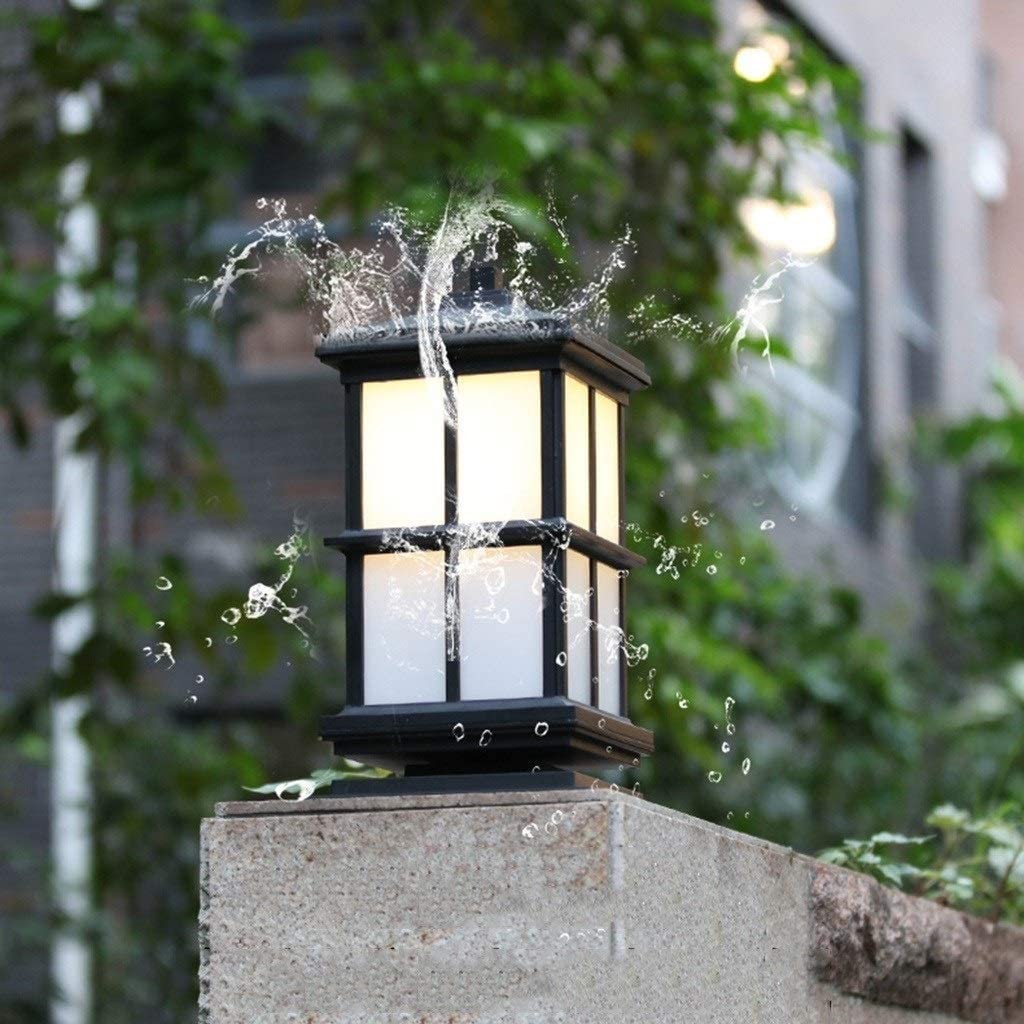 Victorian Style Outdoor Garden Lamp Post - Black Aluminum Square Pillar Light with Frosted Glass Shade - Landscape Lighting for Patio, Pathway, Driveway, and Garden Decor