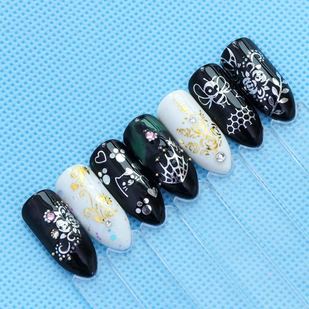 SYGA Gel Abstract Nail Art Water Transfer Decals - Metallic Stickers for Nails (Gold, Silver, 30 Sheets) | DIY Nail Design, Salon Manicure, Party & Special Occasion Nail Art