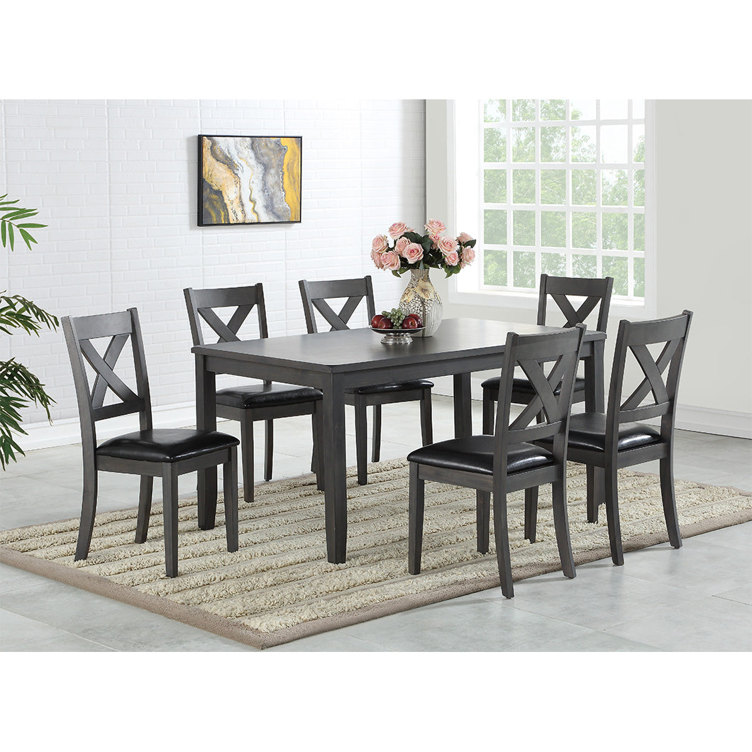 7-Piece Modern Grey Dining Set - Elegant Table & Chairs for Kitchen, Dining Room, or Outdoor Entertaining