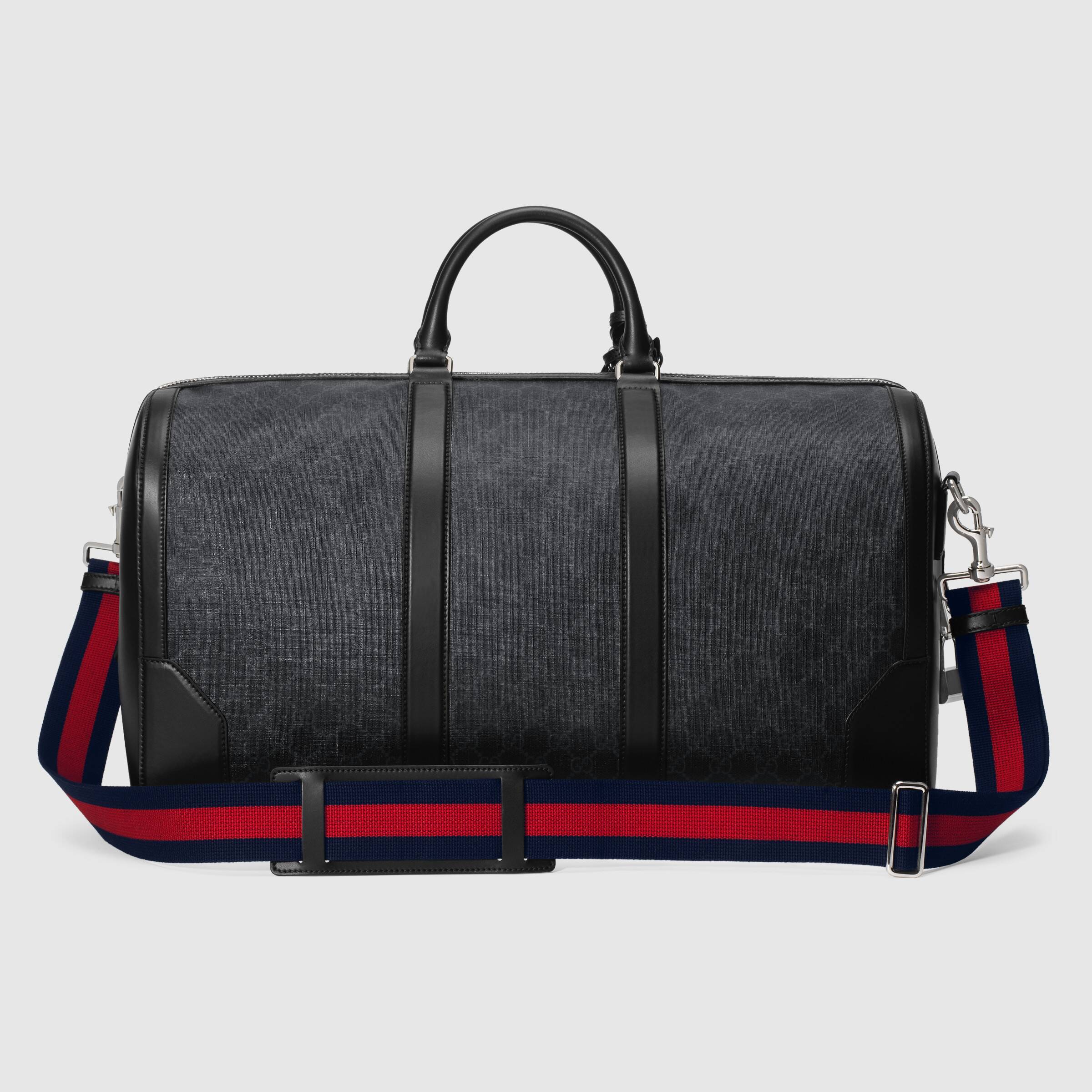 Gucci GG Supreme Soft Carry On Duffle Bag - Black & Grey Travel Duffel for Men & Women - Perfect for Weekend Trips, Gym, and Business Travel
