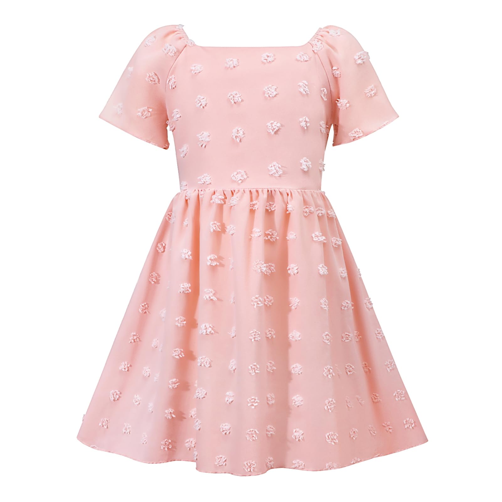 Easter Dress for Girls - Short Sleeve Summer Casual Princess Style Tie Back Dress for Easter Party, Spring Outfits & Special Occasions