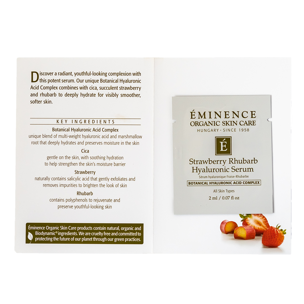 Eminence Organics Strawberry Rhubarb Hyaluronic Serum - Hydrating Face Serum for Dry Skin, Anti-Aging & Wrinkle Reduction - Perfect for Daily Skincare Routine & Nighttime Use