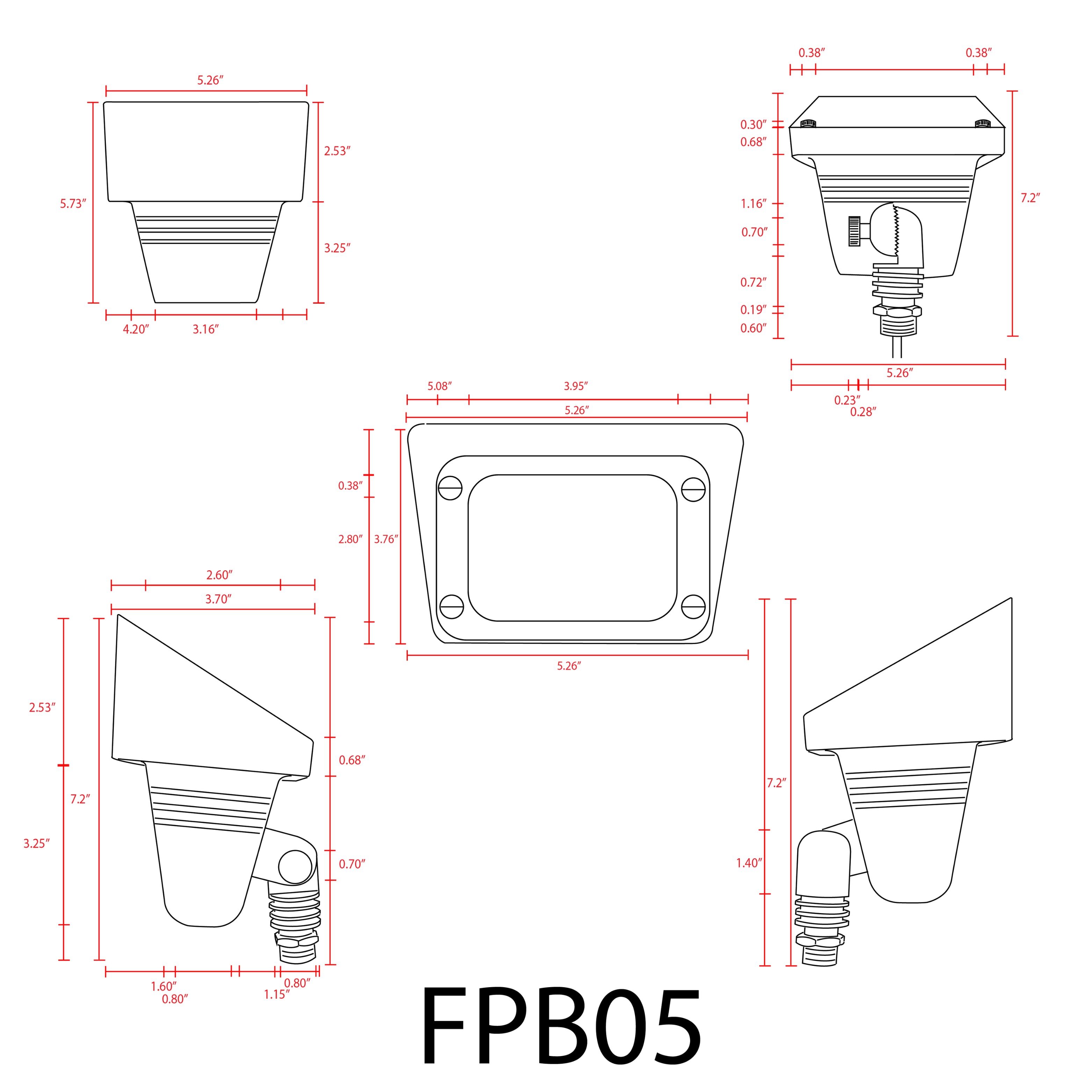 FPB05 Adjustable LED Directional Flood Light - Cast Brass Rectangular Landscape Lighting for Gardens, Pathways, and Outdoor Decor - Energy Efficient & Weatherproof