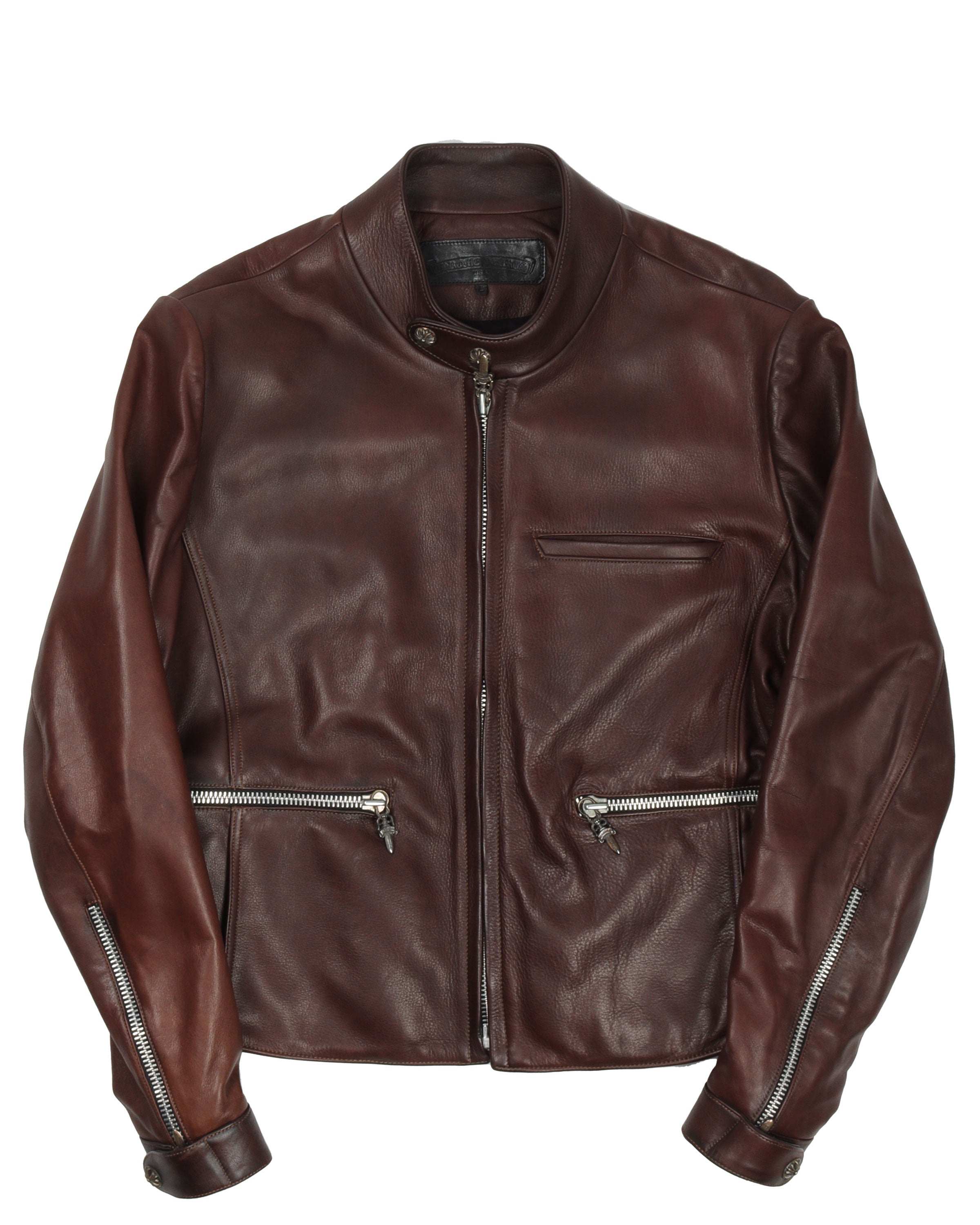 1 of 1 Genuine Brown Leather Motorcycle Jacket for Men - Premium Biker Riding Gear for Harley & Cruiser Riders - Perfect for Road Trips & Motorcycle Events