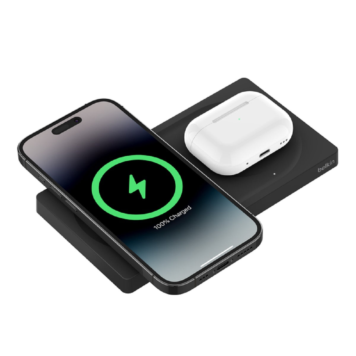 Belkin BoostCharge Pro MagSafe 2-in-1 Wireless Charging Pad 15W Fast Charging for iPhone & AirPods - Perfect for Home, Office & Travel