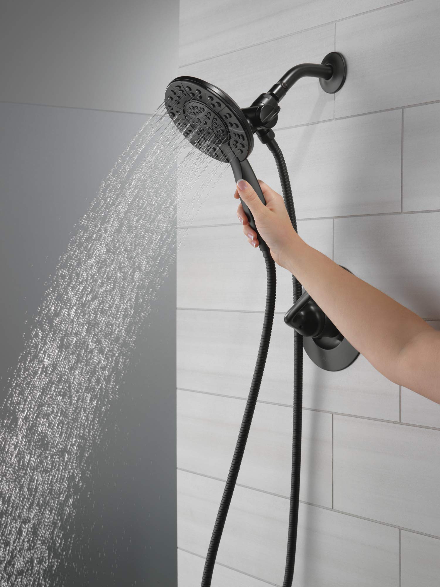 Arvo 14 Series Matte Black Single-Handle Shower Faucet & Nicoli 3-Hole Widespread Bathroom Sink Faucet with Drain Assembly - Modern Matte Black Finish for Bathroom & Shower Renovation (Model 35749LF-BL)