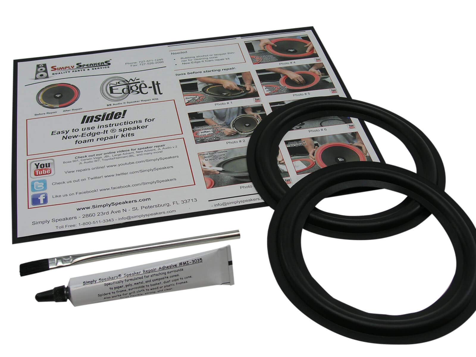 Pioneer TS-MR165 Nautica Marine 6.5 Inch Speaker Rubber Repair Kit RSK-6.5 (Pair) - Durable Replacement for Boat and Outdoor Audio Systems