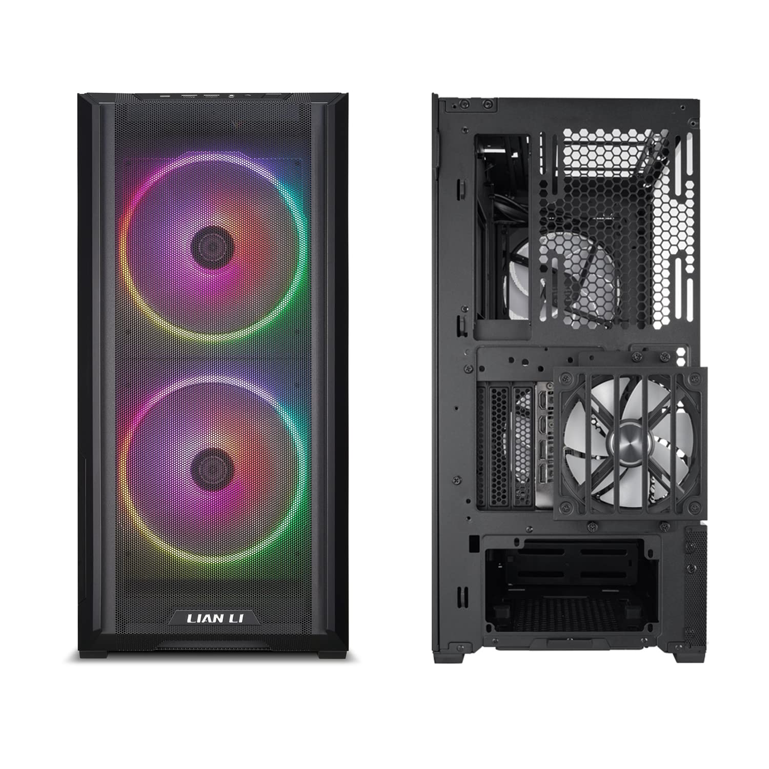 LIAN LI LANCOOL 216 E-ATX PC Case - High Airflow RGB Gaming Computer Case with Mesh Panels, 2x160mm & 1x140mm PWM Fans, Rear PCIe Fan Bracket - Perfect for Gaming Rigs, Streaming Setups & High-Performance Workstations (Black)