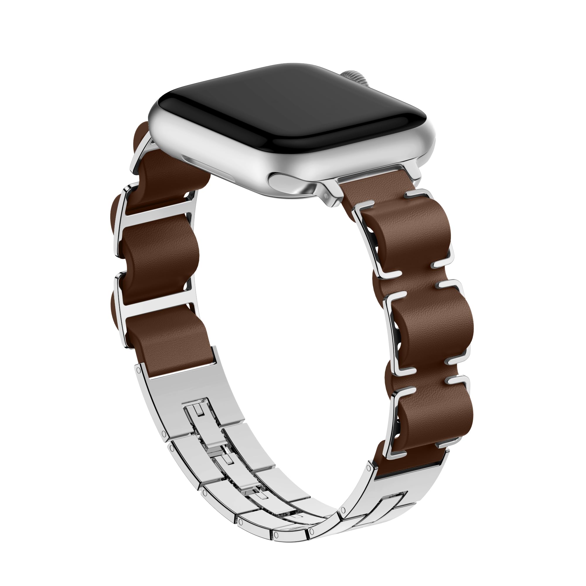 Premium Stainless Steel Apple Watch Band - Compatible with 38mm 40mm 41mm 42mm 44mm 45mm 49mm (Series 8/7/6/5/4/3/2/1/SE/Ultra) - Durable Metal Leather Replacement Strap for Women & Men - Perfect for Workouts, Office & Everyday Wear