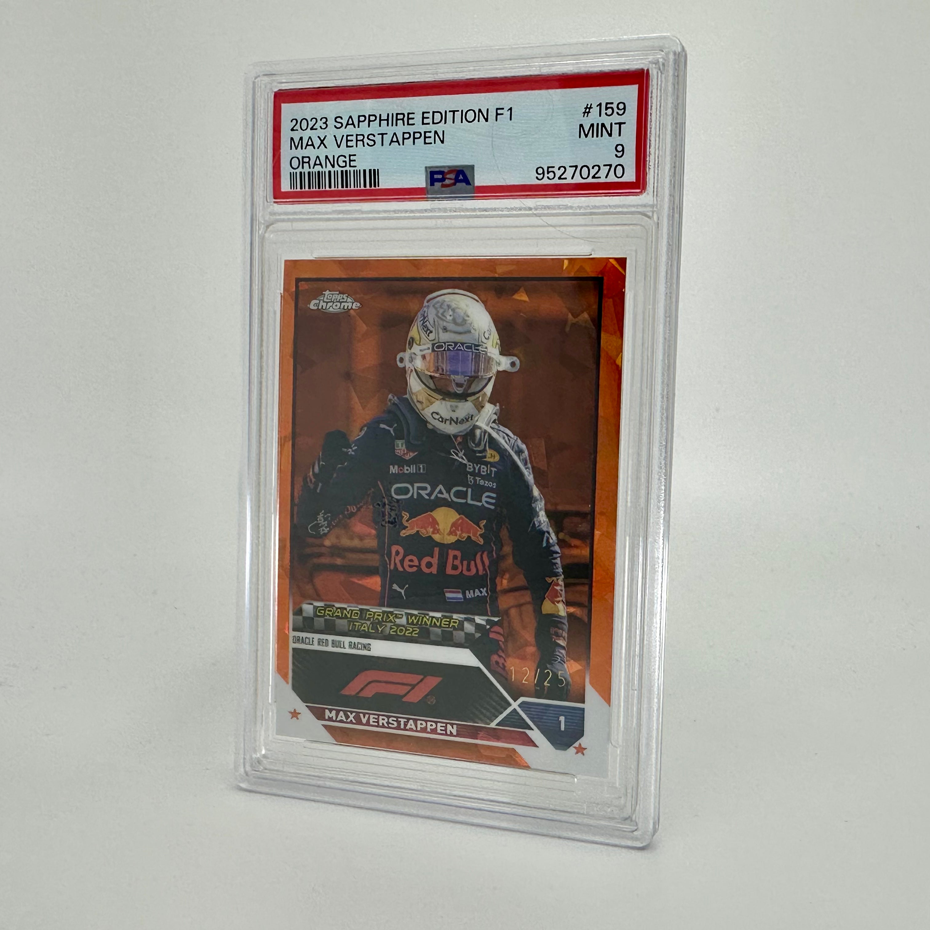 2023 Topps Chrome Sapphire Orange Max Verstappen #159 PSA 9 - Rare Trading Card for Collectors & F1 Fans - Perfect for Display, Investment & Sports Memorabilia Collections