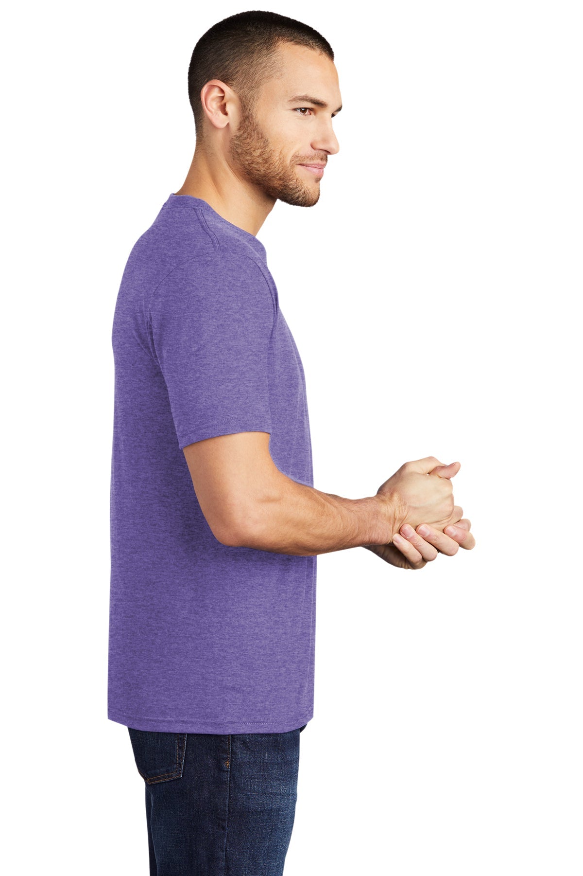 District Made Men's Perfect Tri Crew T-Shirt - Soft Cotton Purple Frost Tee for Casual Wear & Everyday Comfort