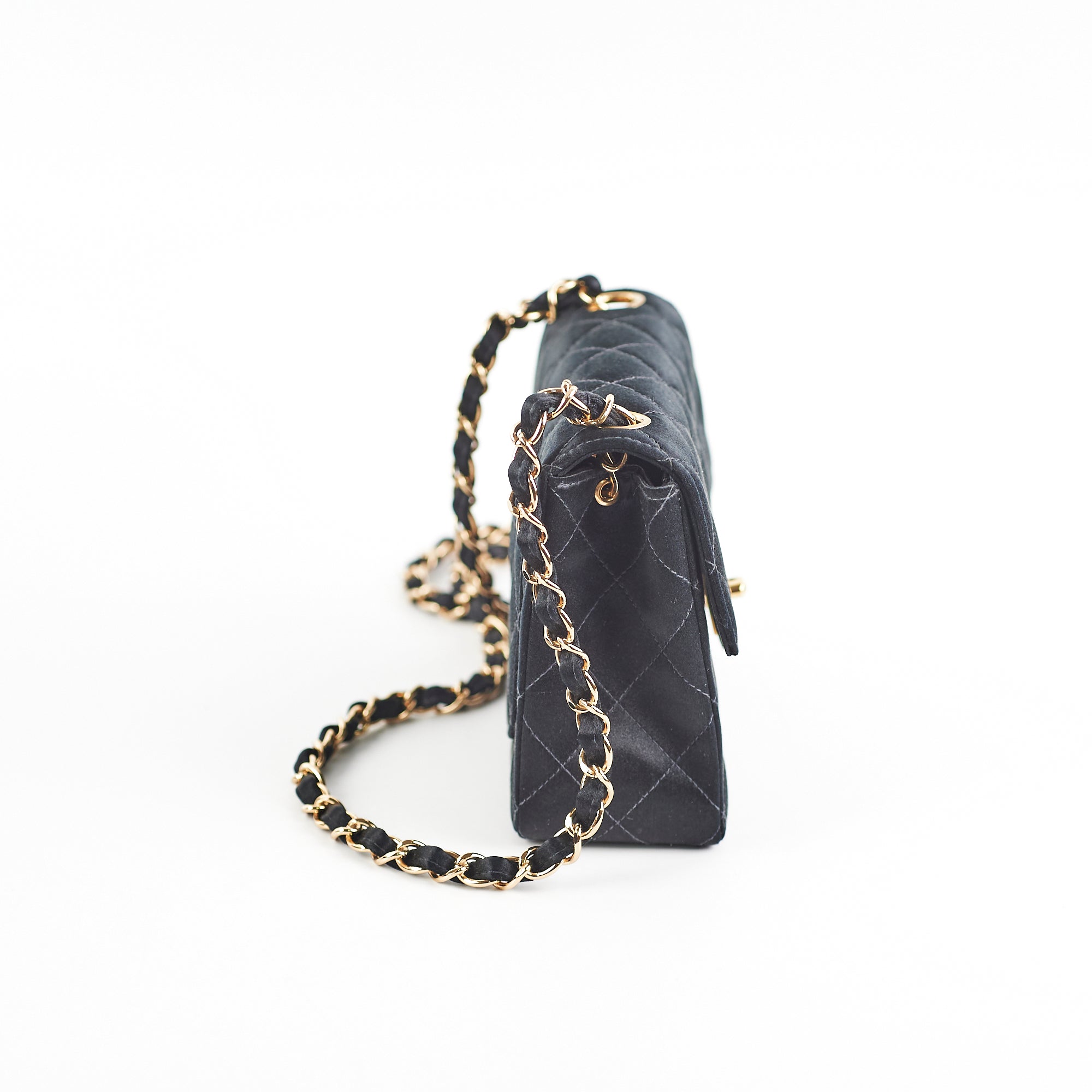 Chanel Mini Square Flap Bag in Black Satin - Series 7 Collection | Luxury Crossbody Purse for Women, Perfect for Evening Events & Date Nights