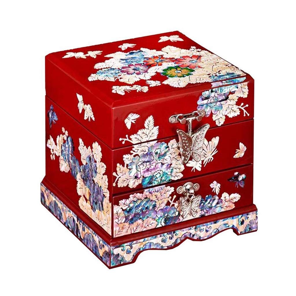 Elegant Red Jewelry Box with Large Capacity - Portable Multi-Layer Travel Jewelry Storage Case (12.3cm Diameter) - Perfect Valentine's Day Gift & Wedding Present for Women - Great for Home Organization, Travel Accessories, and Jewelry Display