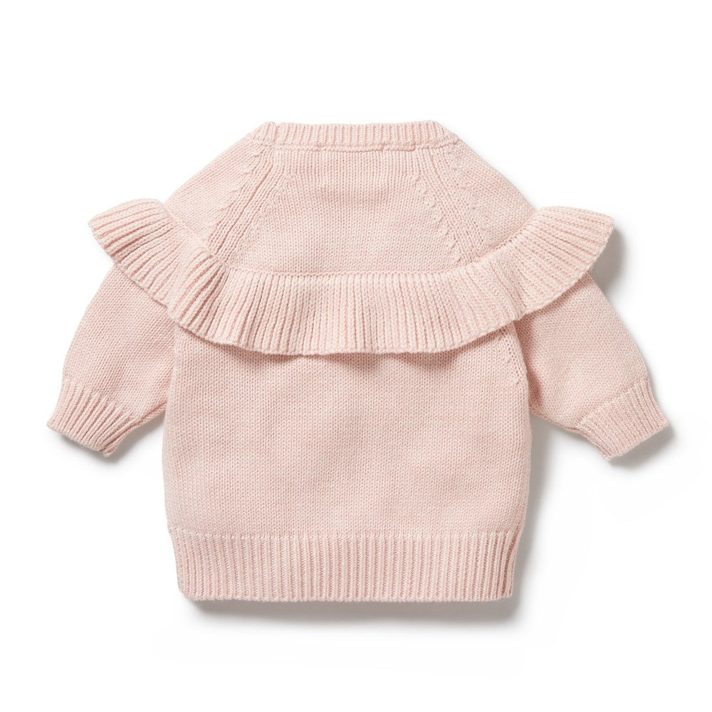 Pink Knitted Ruffle Jumper for Women - Soft & Stylish Sweater - Perfect for Fall & Winter Outfits, Date Nights & Casual Wear