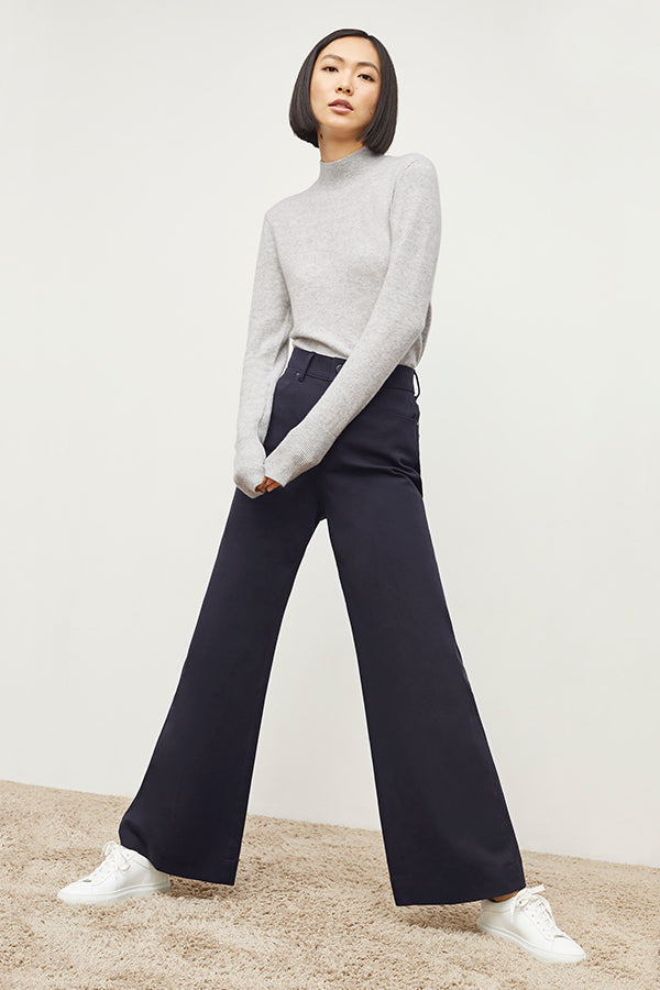 Milo Wide Leg Jeans for Women - Eco-Friendly Stretch Denim Pants in Dark Navy | Comfortable & Stylish for Casual Wear, Office & Travel