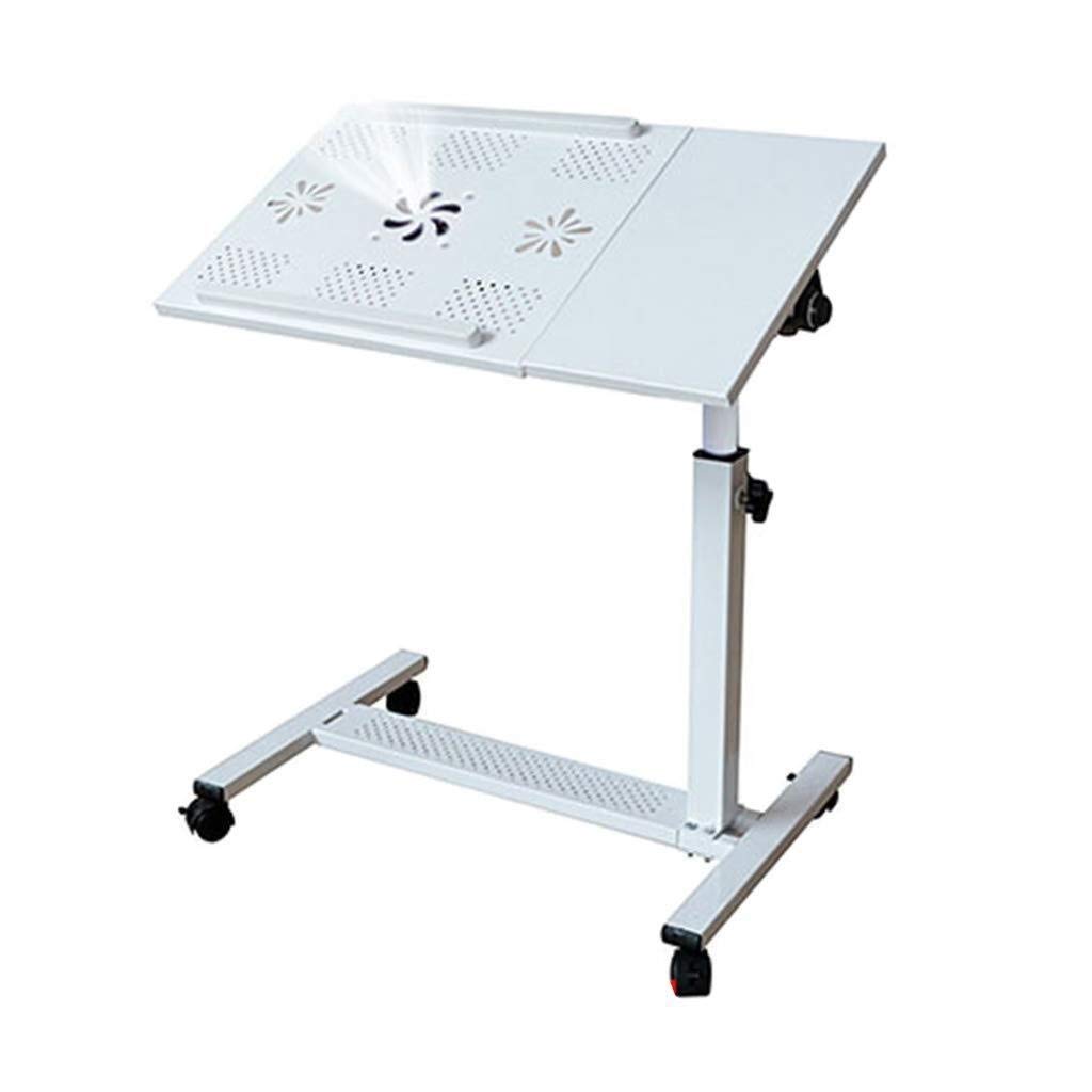 Adjustable C-Shaped End Table with Wheels - Liftable Side Table for Sofa, Bed & Small Spaces - Mobile Laptop Stand, Notebook Holder & Rolling Cart for Home Office & Living Room Use