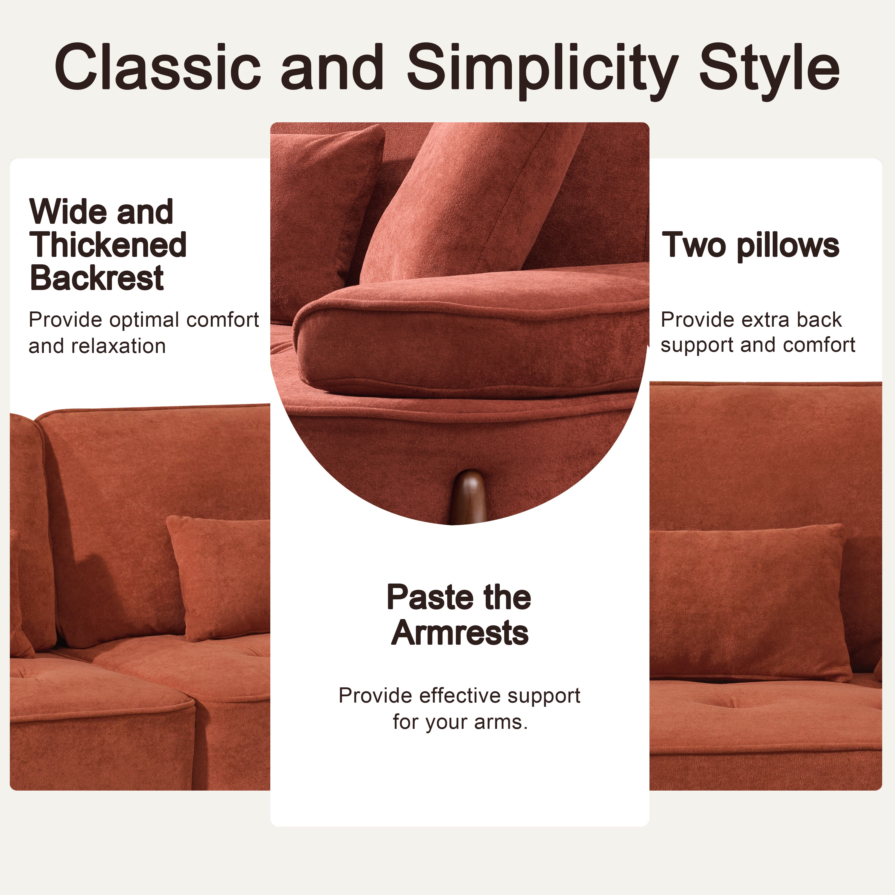 103 Inch Ultra Plush Deep Seated Sofa with Removable Pillows - Luxury Comfort for Living Room, Bedroom, Apartment & Office - Perfect for Relaxing, Entertaining & Small Space Decor
